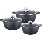 KINGHOFF Ensemble de Casseroles KH-1606 Fonte Marbrée 3 Pièces