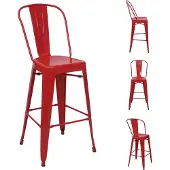 MCW Tabouret de bar -A73 Métal (lot de 4)