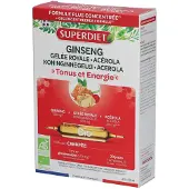 SuperDiet Super Diet Ginseng Gelée Royale Acérola Bio 20x15 pc(s) Ampoule(S) Buvable(S)