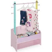 Relaxdays Penderie Pour Enfants, Portant Vêtements Chambre, 4 Crochet, 2 Tiroirs, HxlxpÂ : 100,5x71x30 Cm, Multicolore