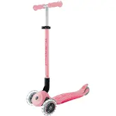 Globber Scooter Kids Tricycle Plus - Primo Foldable Plus Lights V2 Pastel Pink Shining Wheels