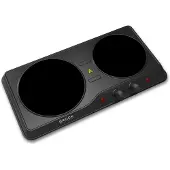 Brock Electronics Plaque de cuisson électrique Brock HPI 3002 BK, 2200 W, 2 zones, infrarouge, vitrocéramique, portable, noire