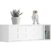 SoBuy Wall Cabinet - Armoire murale - Avec portes coulissantes et compartiment - Armoire de couloir - Support mural - Blanc - MDF - 20 x 75 x 23 cm