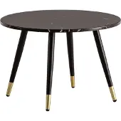 Wohnling Table basse 60x60x41 cm aspect marbre noir Table de salon moderne avec piètement métallique Table basse ronde Table d'appoint Salon