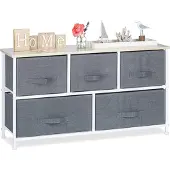 Relaxdays - Meuble Rangement 5 Tiroirs Tissu Commode étagère Tiroir Tissu Hxlxp: 54,5 X 100 X 30, Gris