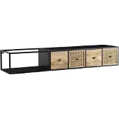 Wohnling Porte-rouleau manguier bois massif / métal 150x25x35 cm Meuble TV noir |
