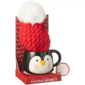 J-Line Tasse+bonnet pingouin boite cadeau ceramique mix