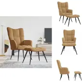 vidaXL Fauteuil relax avec pouf Marron Velours - Fauteuil
