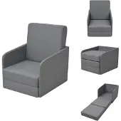 vidaXL Fauteuil-lit extensible Tissu gris clair - Fauteuil