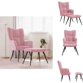 vidaXL Fauteuil relax avec pouf rose velours - fauteuil