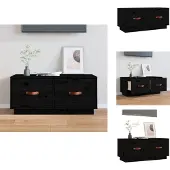vidaXL Armoire TV Noir 80x34x35 cm Pin massif - Meubles TV