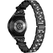 Cover-Discount Bracelet en acier inoxydable avec strass 20mm noir (20 mm, Acier inoxydable), Sangles de montre, Noir