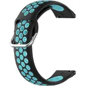Cover-Discount 20mm Silicone Bracelet Sport troué noir-bleu (20 mm, Silicone), Sangles de montre, Noir