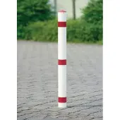 Urbanus Poteau de barrière en acier rouge-blanc Ø 76 mm Avec serrure triangulaire et douille à enfoncer