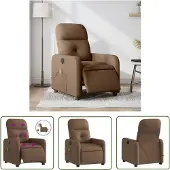 The Living Store Fauteuil de massage électrique Marron Tissu