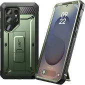 Supcase Coque Intégrale pour Samsung S25 Ultra Antichoc Béquille Support Vert foncé