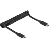 DeLOCK Câble en spirale USB 3.1 Gen 2, connecteur Type-C mâle vers Type-C mâle, compatible PD 3 A, avec puce E-Marker