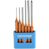 Gedore Jeu de chasse-goupilles avec support PVC, 6 pièces, forme longue, acier/peinture, argent/cuivre