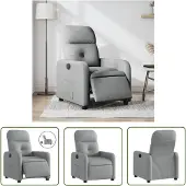 The Living Store Fauteuil Relax Electrique Gris Clair Tissu