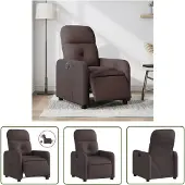The Living Store Fauteuil Relax Electrique Tissu Marron Foncé