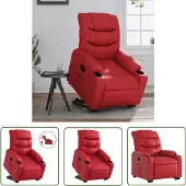 The Living Store Fauteuil relax releveur électrique rouge similicuir
