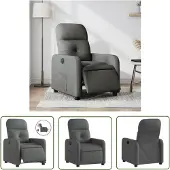 The Living Store Fauteuil Relax Electrique Gris Foncé Tissu