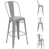 MCW Tabouret de bar -A73 Métal (lot de 4)