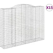 vidaXL Gabions avec arc surélevé 15 pcs 300x50x220/240cm Fer galvanisé