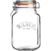 Kilner Verre carré à bouchon étrier, 2 litres, Bocal de conservation, Transparent