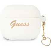 GUESS Gua3Lschsh Airpods 3 Coverbiały/White Silicone Charm Heart Collection