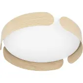 Eglo Plafonnier LED Valcasotto, luminaire de plafond pour couloir ou salon, lampe ronde avecReproduction bois, luminaire apparent, lampe de plafond en bois, blanc chaud, Ø 48,4 cm