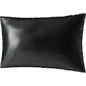 Ailoria BEAUTY SLEEP Housse d'oreiller en soie à fermeture éclair (65x100) (noir) (Taie d’oreiller, 100 x 65 cm, 65 x 100 cm)