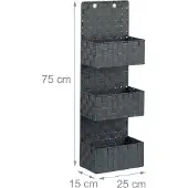 Relaxdays Organiseur avec 3 paniers de rangement (4 l, 1x, 15 x 25 x 75 cm)