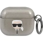Karl Lagerfeld Kla3Ukhgk Housse pour Airpods 3 Noir/Noir Paillettes Tête de Karl