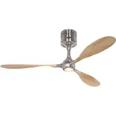 CasaFan Ventilateur de plafond moderne avec pales hêtre massif chrome, télécommande