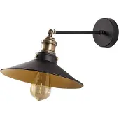 Opviq , applique murale en fer, noir et or, 25 x 40 cm, hauteur 20 cm, E27 max. 40 W, IP20 | Design industriel élégant pour les intérieurs modernes | Montage facile.