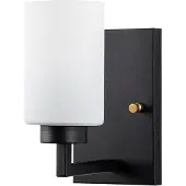 Opviq , applique murale avec corps en métal et diffuseur en verre, 10 cm de diamètre, 15 cm de hauteur | 10 x 19 x 23 cm, IP20, E27 max. 40 W | Design élégant noir et blanc pour une ambiance d'hôtel.
