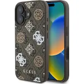 GUESS GUHMP16SP4PWPW iPhone 16 brązowy/brown MagSafe PU Peony On 4G Background (Apple iPhone 16), Coque pour téléphone portable, Marron, Multicolore