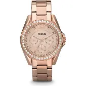 Fossil Montre à affichage analogique 'Riley' or rose