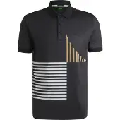 BOSS Paddy Striped C1 10270355 Green Short Sleeve Polo Noir L Homme