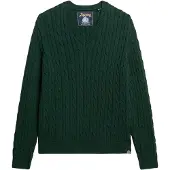 Superdry Cable V Neck Sweater Vert 2XS-XS Femme