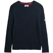Superdry Femme Pull en Maille Torsadée Décontracté Navy Taille: 34
