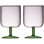 Lyngby Glas Weingläser-Set Torino Pink/Grün, 2 Stück, 30 cl, Verres à vin, Vert, Pink