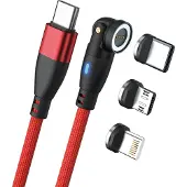 RealPower 439625 Magnetic cable 100 Watt,1m,rot mit Adaptern