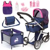 Bayer Mega Combi Doll Cart Set 69.98x54.99x34.98 Cm Rose Enfants