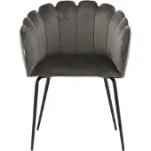 Venture Home Chaise à dîner Limhamn Velours Noir et gris