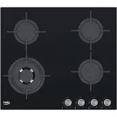 Beko Table verre gaz 60cm 4 foyers noir - - HILW64222S -