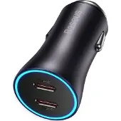 Baseus Chargeur voiture Golden Contactor Pro, 2X Usb-C, 40W (Gris)