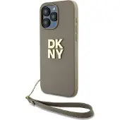 DKNY DKHCP15LPBSWSE iPhone 15 Pro 6.1" beżowy/beige hardcase Wrist Strap Stock Logo (Apple iPhone 15 Pro), Coque pour téléphone portable, Marron, Beige