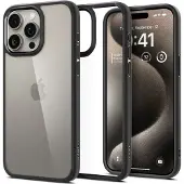 Spigen Crystal Hybrid (Apple iPhone 15 Pro Max), Coque pour téléphone portable, Transparent, Noir
